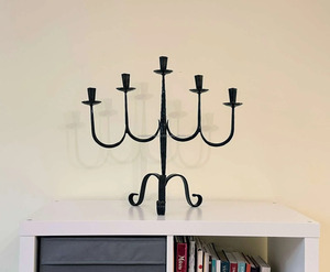 Vintage fer forgé martelé cinq bougeoirs luxe décor à la maison romantique soirée ambiance pour noël jardin appel métal - Product Image 4