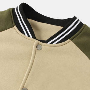 Chaqueta de Invierno Personalizable de Primera Calidad para Hombre, Estilo Letterman, Casual, Resistente al Viento, Transpirable, de Algodón/Lana, con Cuello Alto y Logotipo Frontal, Color Sólido - Product Image 3