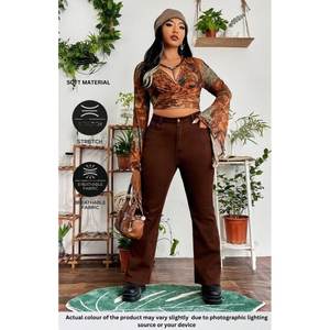 Vaqueros de mezclilla de pierna ancha para mujer, elegantes, modernos, de lujo, ecológicos, de cintura alta, corte holgado, estilo casual urbano, tallas 26-40 - Product Image 3