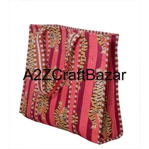 Indian Handmade Pure Cotton Quilted Tote <b>Bag</b> For Women Spacious <b>Boho</b> Shoulder Shopping Carry Eco Friendly Fabric <b>Bags</b> - Product Image 3