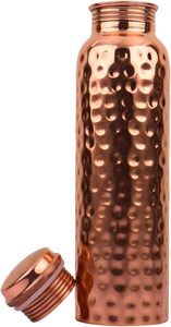 New Arrival Rustic Hammered Premium Pure Copper Water Bottle <b>Large</b> Outdoor Fitness Handcrafted <b>Flask</b> Screw Cap High Camping - Product Image 2