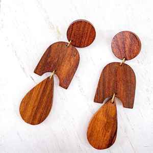 Pendientes de aro de madera cuadrados de estilo Vintage, artesanías naturales, joyería de moda religiosa para mujeres, regalos de compromiso para fiestas - Product Image 2