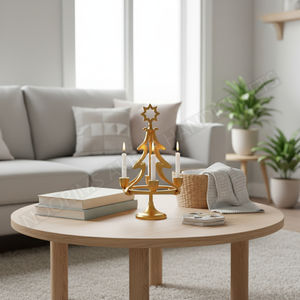 เชิงเทียนรูปต้นคริสต์มาสต้นไม้โค้งแบบโบราณโลหะสีทองตกแต่งโต๊ะสำหรับวันหยุด - Product Image 6