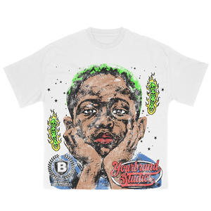 เสื้อยืดผ้าฝ้ายพิมพ์ลาย Dtg ทรงโอเวอร์ไซส์สำหรับผู้ชายลายกราฟฟิกแนววินเทจ260 100% ได้ตามที่ต้องการ - Product Image 5