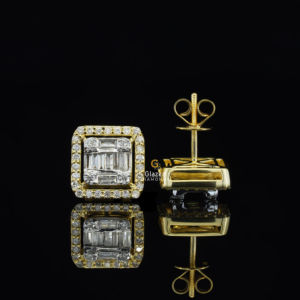 Magnifiques boucles d'oreilles en diamant avec diamants Moissanite et argent sterling 925 avec plaqué rhodium - Product Image 2