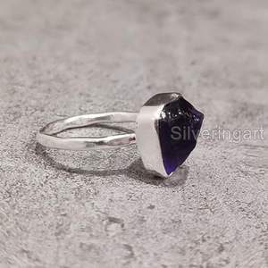 Anillo de Plata de Ley 925 con Amatista Natural, Piedra de Nacimiento de Febrero, Martillado, Hecho a Mano, para Navidad o Cumpleaños - Product Image 5