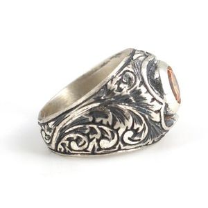 925 Sterling <b>Silver</b> Handcrafted Men's <b>Ring</b> Zircon Stones Pen Design Bezel Setting Geometric Pattern Everyday Wear <b>Plain</b> <b>Ring</b> - Product Image 3