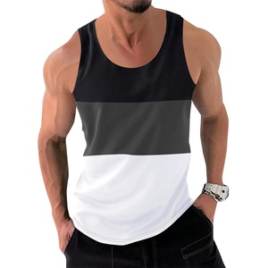 Camisetas sin mangas de algodón 100% para hombre, chaleco deportivo transpirable con contraste de Color empalmado, chaleco holgado para correr de talla XL - Product Image 6