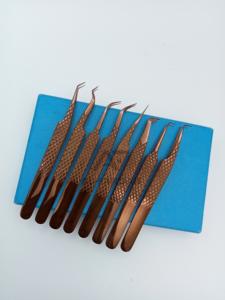 แหนบต่อขนตาไทเทเนียมสีโรสโกลด์ออกแบบโลโก้ตามต้องการทำจากสเตนเลสนาโนจับปลายแหลมไฟเบอร์ขนตาปลอม - Product Image 3