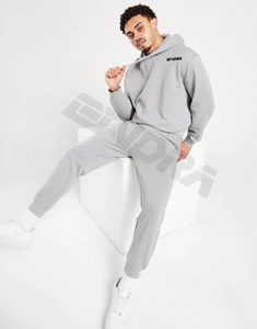 Conjunto de chándal Jogger personalizado de alta calidad para hombre, pantalones de chándal grises transpirables y Sudadera con capucha, estilo informal Unisex con logotipo personalizado - Product Image 1