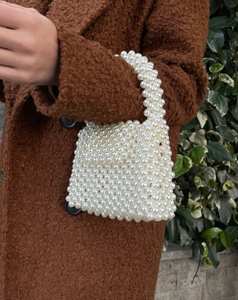 Bolso Hobo de plástico con cuentas de perlas de marfil, monedero de almacenamiento moderno hecho a mano | Elegante bolso de hombro con cuentas | Armario portátil grande y duradero - Product Image 2