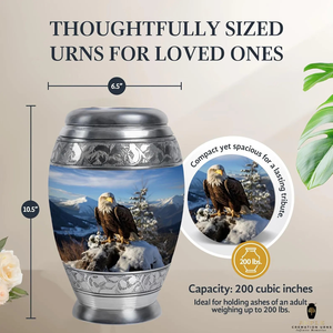 Urna de cremación de aluminio hecha a mano con acabado recubierto de Meena azul en tamaño grande y de recuerdo 3 Cu, urnas de cremación de Metal con grabado de Águila - Product Image 6