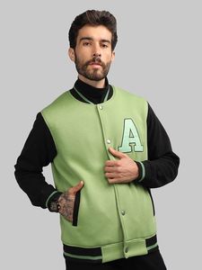 Doudoune en jean bicolore délavé à l'acide personnalisable pour hommes hiver laine Letterman Baseball Varsity Jacket double boutonnage - Product Image 2