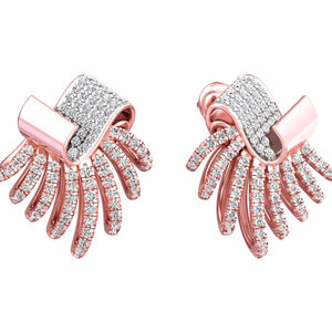 Ensemble de bijoux en diamant cultivé en laboratoire 14K rond taille brillante pour fiançailles ou anniversaire-tenue de fête en or blanc rose pour femmes - Product Image 1