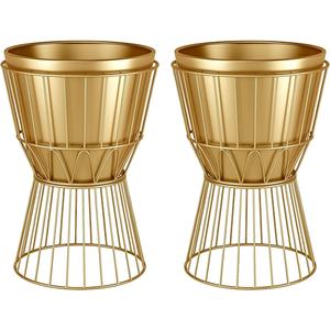 Vase à fleurs en métal couleur or au design classique Décor de maison luxueux pour de superbes arrangements floraux - Product Image 2