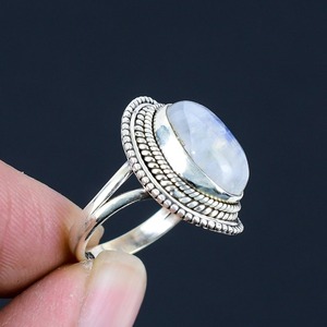 Bijoux pour femmes Bague en argent style bohème Bijoux en argent sterling 925 Pierre de lune Pierre précieuse Tendance Bague faite main Cadeau pour l'amour - Product Image 4