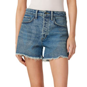 กางเกงยีนส์ขาสั้นเอวสูงผู้หญิง ผ้าฝ้าย 100% ขายส่ง พร้อมโลโก้สั่งทำ แห้งเร็ว สีสันปรับแต่งได้ ระบายอากาศดี ดีไซน์ใหม่ - Product Image 1