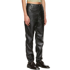 Pantalones de cuero de nuevo estilo para hombre, ajustados, de Color sólido, de alta calidad, de cintura media, transpirables, ligeros para invierno, pantalones de cuero para hombre - Product Image 5