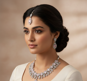 Ensemble de collier et de boucles d'oreilles de mariée de luxe pour mariage et tenue de soirée, bijoux de mode, design traditionnel élégant pour femmes - Product Image 2