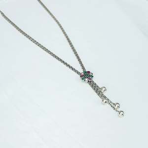 Collier en argent 925 Ayushi avec perles pendantes, motif de chaîne à nœuds floraux - Product Image 3