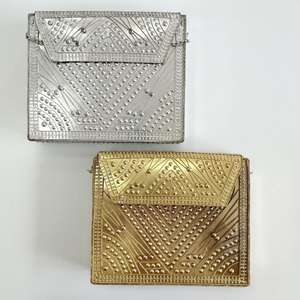 New Arrival Brass Metal Oxidized Silver <b>Clutch</b> Purse With Metallic Sling <b>for</b> <b>Wedding</b> Evening <b>Clutch</b> by HF CRAFT - Product Image 4