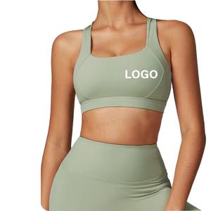High Quality Customizable Lightweight <b>Girls</b>' <b>Sports</b> Bra with Crisscross Straps Front Logo Breathable Comfortable Fit for Fitness - Product Image 1