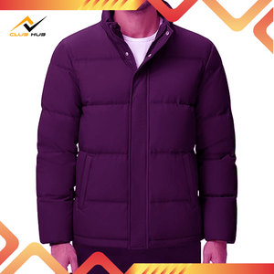 Manteau d'hiver pour hommes résistant à l'eau coupe-vent veste isolée fermeture à glissière conception chaude bouffante motif solide technique de teinture unie - Product Image 5
