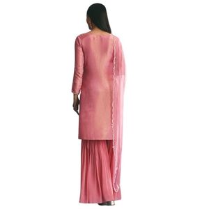 Costume Kurta Sharara en tissu rose avec broderie Moti Cut Dana pour les réceptions de mariage en gros Cérémonies culturelles et personnalisées - Product Image 3