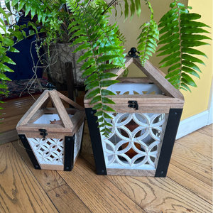 Rustic Wooden <b>Candle</b> <b>Lantern</b> with Warm Light Christmas and Easter <b>Candle</b> Holder and Jar for Living Room Decoration Party Use - Product Image 3