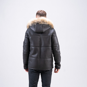 Premium Men's Genuine Leather Winter Jacket Waterproof Windproof High Street Style Cotton Lining Comfort Durability Everyday - Product Image 3