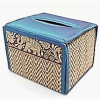 MATAVEE Coffret Cadeau d'Entreprise Personnalisé de Boîtes à Mouchoirs Carrées Tissées à la Main avec Impression Sérigraphique Créative - Emballage Textile de Bureau Multicolore