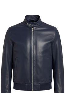 Blouson aviateur en cuir noir de qualité supérieure pour homme avec col montant et fermeture éclair intégrale - Product Image 4