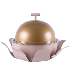 Charming Floral-Printed Round Hot <b>Pot</b> <b>Set</b> with Lids High-Quality Wooden and Stainless Steel Design for Kitchen and Serving Needs - Product Image 4