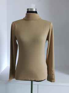 Suéter de cuello alto de invierno informal a la moda de alta calidad para mujer detalle de botones poliéster/algodón Jersey de punto antibolitas - Product Image 3