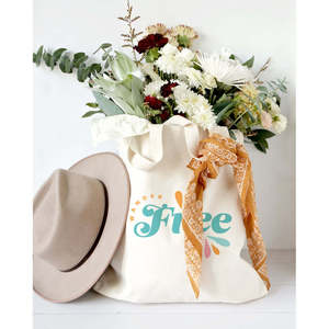 Wander Free Medium Cotton Canvas Tote Bag Durable Washable Long Handle Featuring Simple Letter Leopard for Daily Use Advertising - Product Image 3