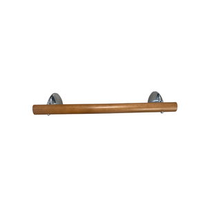 Porte-serviettes en bois avec supports muraux en acier inoxydable brossé, finition naturelle pour une salle de bain moderne, chaleureuse et durable - Product Image 1