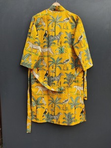 Kantha <b>Kimono</b> <b>Jacket</b> Pure Cotton Quilted Coat With Handmade Kantha Embroidery XL Winter Wear Robe - Product Image 5