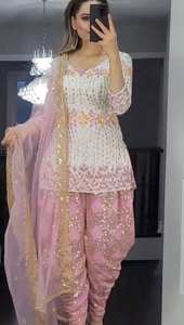 Vestido Anarkali Salwar para mujer más vendido con Pantalón de algodón de manga larga Georgette y Dupatta para la colección de bodas indias - Product Image 2