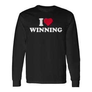 T-Shirt a Maniche Lunghe 'I Love Winning', Maglietta Promozionale Personalizzabile per Amanti della Vittoria - Product Image 1