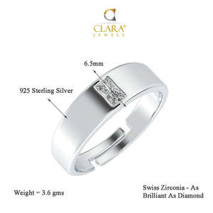 NOVAMART Fine Premium 925 Pure Sterling Silver <b>Men's</b> <b>Rings</b> Rhodium Plated <b>Emerald</b> Cut Diamond Geometric Setting Jewelry for Gift - Product Image 5
