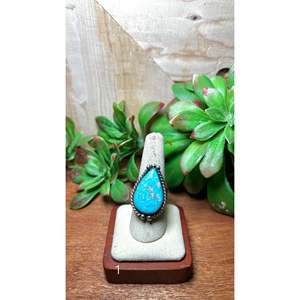 Zachariah David Blue Bird Turquoise & Sterling Silver <b>Adjustable</b> <b>Ring</b> Bezel Setting Inlay with Natural Gemstones Gift - Product Image 2