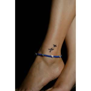 <b>Silver</b> Nazarbattu <b>Anklet</b> with Blue Thread Stainless Steel Religious Charms Butterfly Chains Pattern for Gifts - Product Image 1