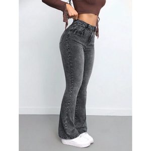 Grey Woman Chic <b>Boot</b> Cut Flared Belbottom Denim Jeans For Woman Vintage Themed Street Style Fashion <b>pants</b> Size 26 to 40 - Product Image 6