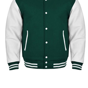 Chaqueta Universitaria de Cuero de Alta Calidad, Bordada y Forrada, Chaqueta Varsity Personalizada para Hombre con Mangas de Cuero - Product Image 4