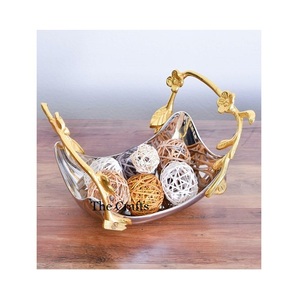 Cuenco para servir de aluminio plateado y dorado con cuenco decorativo de primera calidad para accesorios de mesa - Product Image 1
