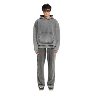 Initial Boxy Pull À Capuche Vintage Gris Surdimensionné Fit 500gsm Coton Manches Larges Recadrée Silhouette Haut De Gamme Streetwear - Product Image 2