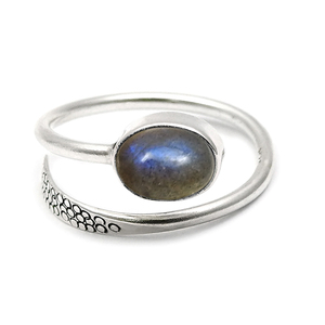 Anillos apilables de piedras preciosas de labradorita Natural de plata de ley fina superventas, joyería de diseñador hecha a mano con piedra de nacimiento fina para ella - Product Image 1
