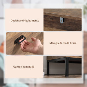 HOMCOM 4 <b>Drawer</b> <b>Chest</b> <b>of</b> <b>Drawers</b> in Chipboard and Metal for Living Room and Bedroom, 80x39x95 cm, Brown - Product Image 6