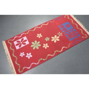 Alfombra Turca de 2.6x5.3 pies, Alfombra Pequeña Vintage, Alfombra Ombré Roja y Verde - Product Image 1