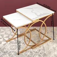 Table basse au Design Antique avec dessus en marbre, cadre en fer doré, Table basse de forme carrée pour la Table basse de la maison.